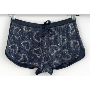 Victoria's Secret black heart sequin satin sleep shorts size‎ small W/bonus Pair